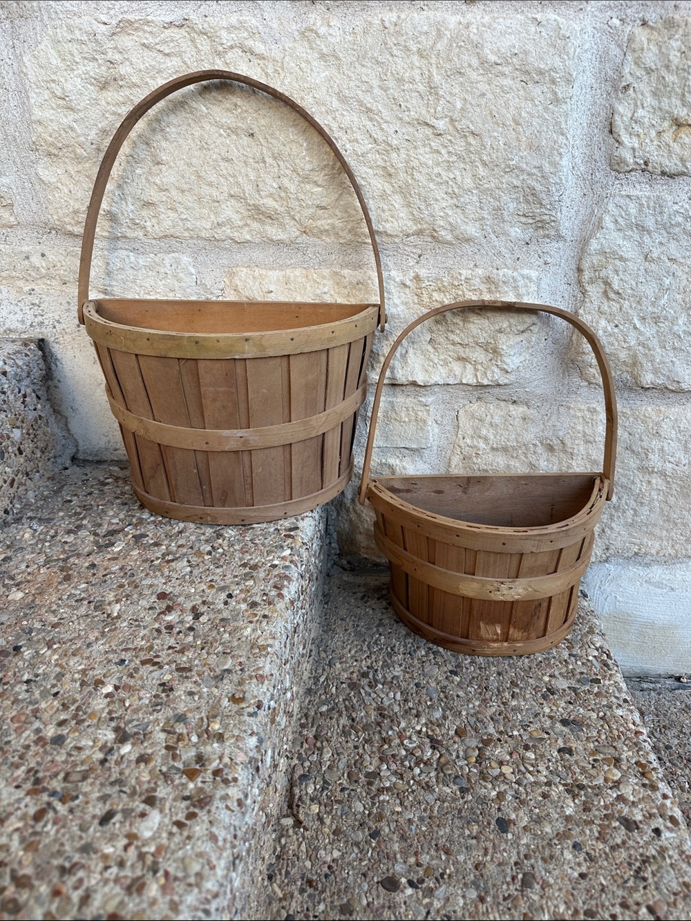 Rustic Wood Basket Set - Natural Brown Home Accents